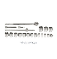 Набір головок торцевих VOREL : квадрат 3/4", M22-50 мм з тріщаткою та воротком, кпл. 20 од. [2/56]