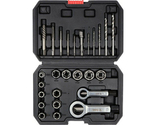 Набор головок и экстракторов YATO :квадрат-3/8", CrMo 42, для удаления сломанных винтов 26 Ед [10]