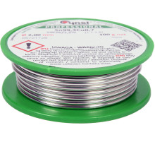 Припой без свинца CYNEL: Ø2 мм, Sn99,3-Cu0,7 проволочный на катушке с флюсом m=100 г [30]