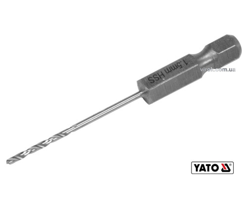 Свердло по металу YATO: HSS6542, Ø=1.5мм,HEX-1/4", l=57/26мм, для нержав.,конструкт.,легов.сталі(DW)