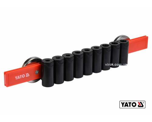 Рельс пластиковый с магнитным креплением для 9 отверток YATO : 350 х 50 х 40 мм [6/24]