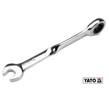 Ключ рожково-накидный, крученый 90° с трещаткой YATO: М=14 x 192 мм, HRC 40-45, Cr-V [25/100]