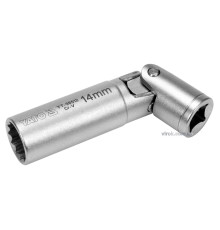 Головка торцева 12-гранна до свічок двигунів шарнірна YATO, квадрат 3/8", М14 [25/100]