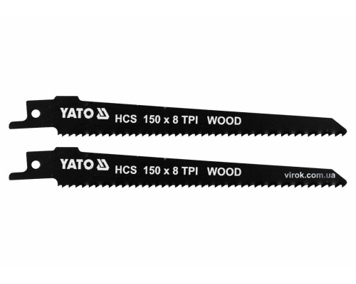 Полотна по дереву, до шаблевої пили YATO : l= 150 мм, h= 1 мм, 8 зубів/1", 2 шт. [10/200]