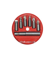 Набір насадок викруткових з подовжувачем VOREL : магнітним адаптер, футляр. Компл 7 шт. [20/200]