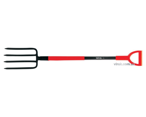Вилы усадебные YATO : Металлический черенок, 4-зубцы, L= 1200 мм, M= 180х280 мм [6]