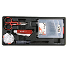 Вклад до інструментальної шафи YATO з 19 свердлами Ø=1-10 мм, ножиці, ніж, викрутка-індикатор 250 В