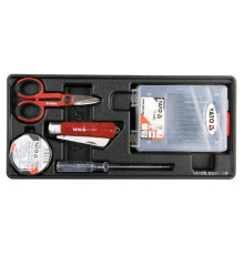 Вклад до інструментальної шафи YATO з 19 свердлами Ø=1-10 мм, ножиці, ніж, викрутка-індикатор 250 В