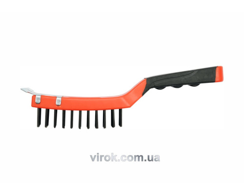 Щітка дротяна сталева з носиком YATO : 4- рядна, L= 200 мм з пластмасовою ручкою [12/72]