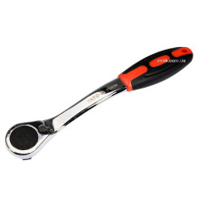 Тріщатка з шестигранником, вигнута YATO: HEX14, HRC 42-48, 72T, Cr-V, з прогумованою ручкою (DW)