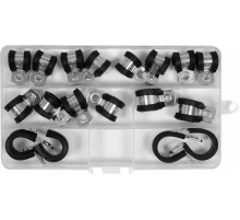 Хомути металево гумові YATO : Ø= 6, 8, 10, 13, 16 мм, 18 шт [54]