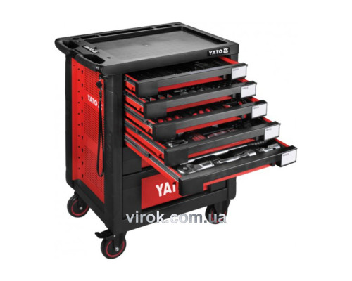 Шафа з інструментами 165 елем., 13 лотків YATO на 4 колесах; 7 шуфляд; 95,8х 76,6х 46,5 см [1]