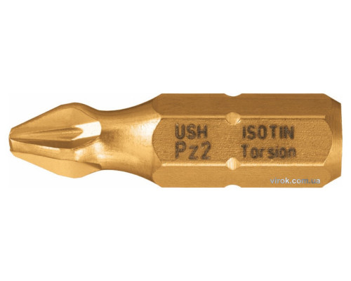 Насадка викруткова USH ISOTIN : Pozidriv PZ3 x 25 мм. Torsion, титанове покриття. Уп. 10 шт.