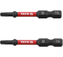 Насадка викруткова ударна YATO TORX T15 х 50 мм. HEX 1/4", 2 шт.[10]