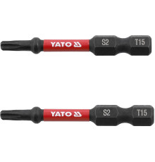 Насадка викруткова ударна YATO TORX T15 х 50 мм. HEX 1/4", 2 шт.[10]