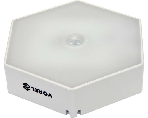 Лампа ночная с датчиком движения VOREL: питание от 3хААА батареек, диодная, 1Вт, 50 Lm, с магнитом [25]