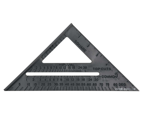 Кутник теслярський VOREL : l= 180 мм, 90°х 45°х 45°, для робіт з кроквами [100]