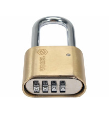 Замок навісний з кодовим замиканням VOREL: латунний корпус- 52х 40 х25 мм, сталева дуга- 56х25х 8 мм