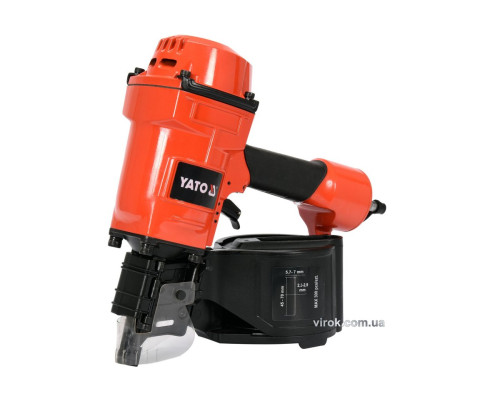 Пістолет цвяхозабивний, пневматичний, барабанний YATO для цвяхів t= 2.3-2.9мм, h= 45-70мм, 8 Bar(DW)