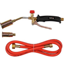 Горелка газовая YATO: l= 370 мм. до 8 кВт 2 сопла и шланг-1,5м. для покров. работ(пропан, бутан)[10]