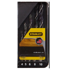 Набір свердл по дереву STANLEY : Ø=4-10 мм, компл. 5 шт.
