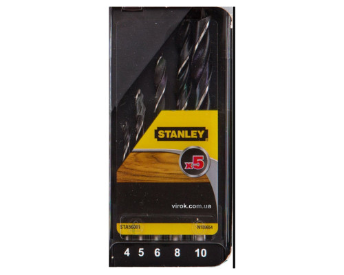 Набір свердл по дереву STANLEY : Ø=4-10 мм, компл. 5 шт.