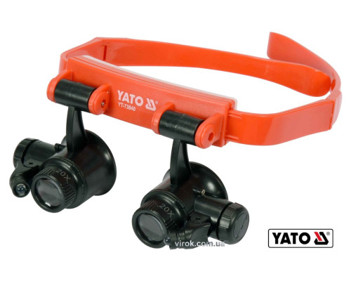 Лупи на голову з підсвіткою YATO: 2 LED, 4 пари з кратністю: х10, х15, х20, х25 [60/240]