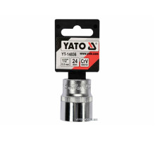 Головка торцева YATO : квадрат 1/2", SPLINE M24 мм, L= 38 мм. CrV [Блістер] [10/160]