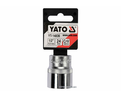 Головка торцева YATO : квадрат 1/2", SPLINE M24 мм, L= 38 мм. CrV [Блістер] [10/160]