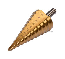 Сверло коническое титановое ступенчатое по металлу YATO : Ø= 6-38 мм, HSS 4241, L= 105 мм [10/60/1440]