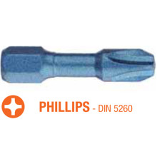 Насадка викруткова ударна USH Blue Shock : Phillips PH2 x 30 мм Torsion, Уп. 10 шт.