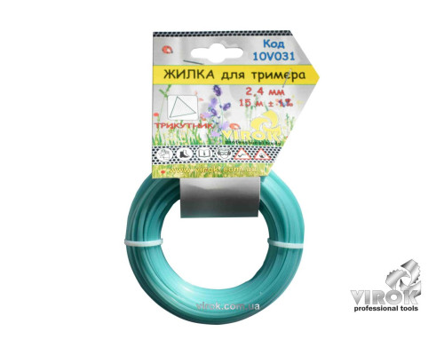 Жилка для тримера ТРИКУТНИК TM VIROK : Ø= 2.4 мм, l= 15 м