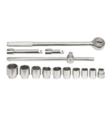 Набір головок торцевих VOREL : квадрат 3/4", М22-50 мм з тріщаткою та воротком [14 Од.] [2]