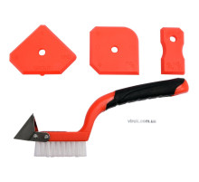 Шпатель для силікону і щітка YATO : металевий скребок, Набір 4 Од. [12/48/576]