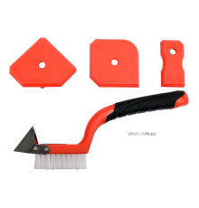 Шпатель для силікону і щітка YATO : металевий скребок, Набір 4 Од. [12/48/576]