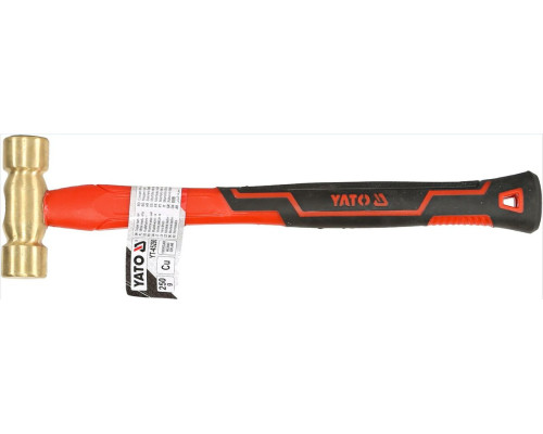 Молоток з мідним обухом YATO m= 250 г, скловолокниста ручка [6/48]