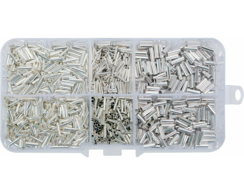 Набор наконечников для кабеля без изоляции YATO: 6 разных размеров, 1000 шт, в футляре [100]