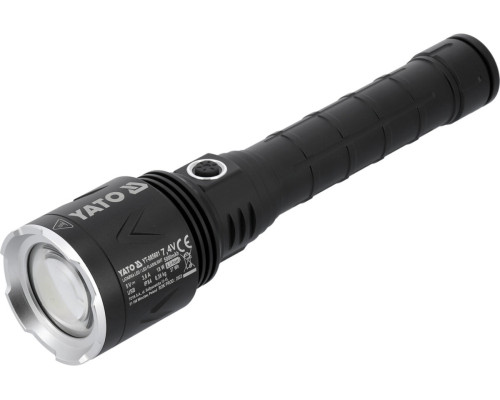 Ліхтар ручни LED-діодний акумул. YATO Li-Ion 7.4 В, 5 АГод, режими 8000/4500/1150 Lm, зарядж від USB