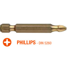 Насадка викруткова USH ISOTIN : Phillips PH3 x 50 мм. Torsion. титанова, подовжена. Уп. 10 шт.
