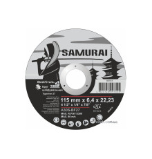 Диск шліфувальний по металу SAMURAI ТМ VIROK : A30S-BF27, Ø= 115х22.23 мм, t= 6.4 мм