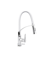 Змішувач води FALA "FLEXIBLE-2" для раковини з гнучкою білою лійкою, регулюв. потоку води, l= 60 см