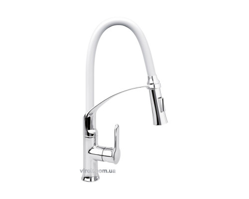 Змішувач води FALA "FLEXIBLE-2" для раковини з гнучкою білою лійкою, регулюв. потоку води, l= 60 см