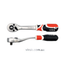 Тріщатка YATO : квадрат 1/4", L= 155 мм, 72T, вигнута ручка [12/96]