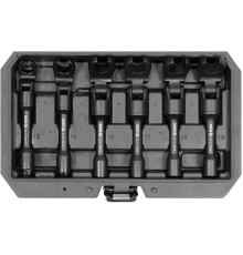 Ключі накидні відкриті на шарнірі до квадр. 3/8" YATO,  М 12, 14, 16, 17, 18,  мм, 6 шт. [10]