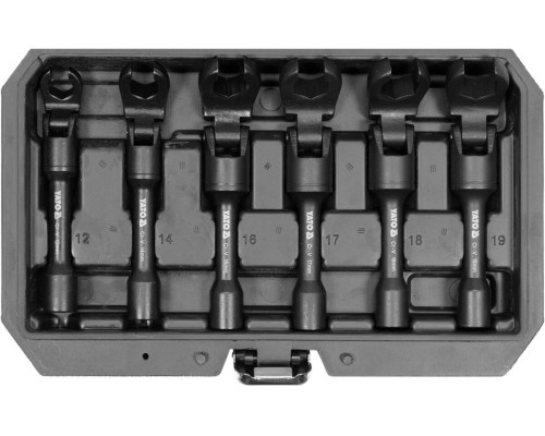 Ключи накидные открыты на шарнире к квадрам. 3/8" YATO, М 12, 14, 16, 17, 18, мм, 6 шт. [10]