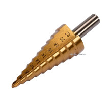 Сверло коническое титановое ступенчатое по металлу YATO : Ø= 4-22 мм, HSS 4241, L= 75 мм [25/50]