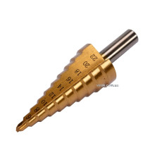 Свердло конічне ступінчасте титанове по металу YATO : Ø= 4-22 мм, HSS 4241, L= 75 мм [25/50]