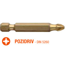 Насадка викруткова USH ISOTIN : Pozidriv PZ2 x 50 мм. Torsion. титанова, подовжена. Уп. 10 шт.