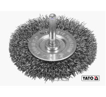 Щетка зачистная дисковая из нержавеющей стали к дрели YATO : Ø=75мм, шпиндель Ø=6мм, 4500об/мин [12/144]