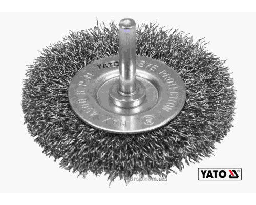 Щітка зачисна дискова з нержавіючої сталі до дрилі YATO : Ø=75мм, шпиндель Ø=6мм, 4500об/хв [12/144]
